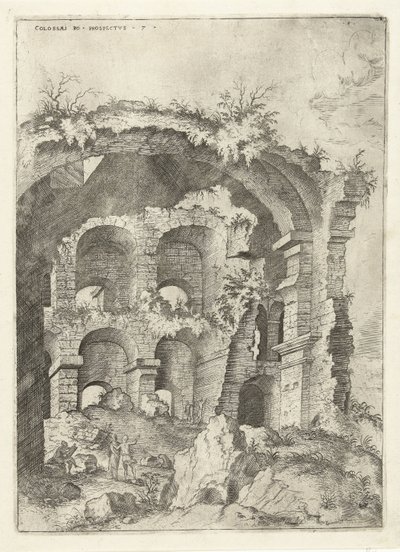 Zevende gezicht op het Colosseum te Rome door Hieronymus Cock