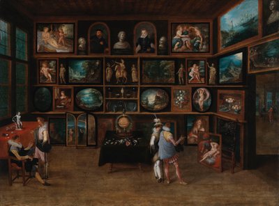 Kenners in een galerie, eerste derde van de 17e eeuw door Hieronymus II . Francken