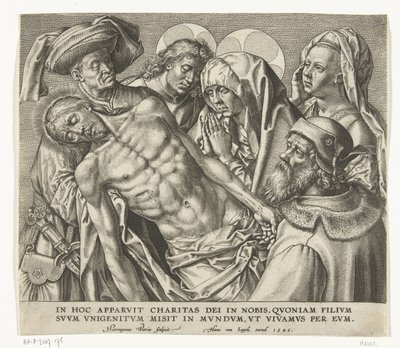 Het lichaam van de dode Christus wordt gedragen door Hieronymus Wierix