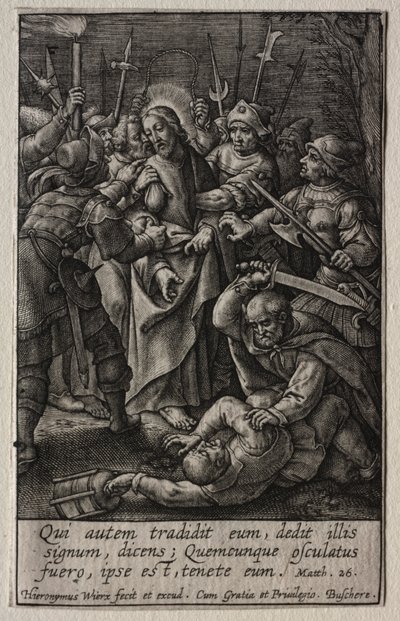 De Passie: Het Verraad van Christus door Hieronymus or Jerome Wierix