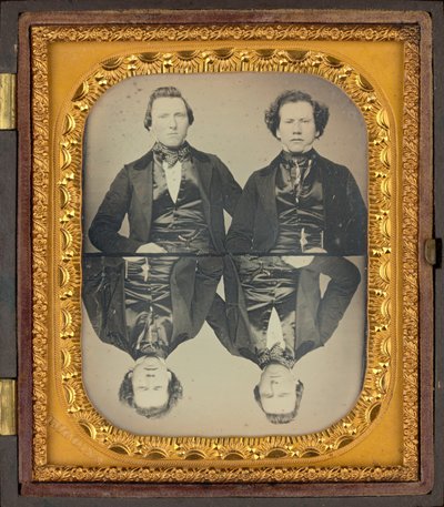 Portret van twee mannen,c. 1850 (foto) door Higgins
