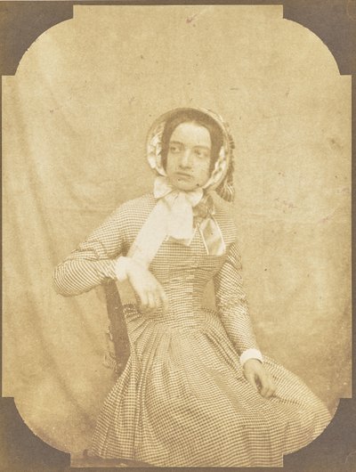 [Portret van een jonge vrouw in een geruite jurk]. door Hippolyte Bayard