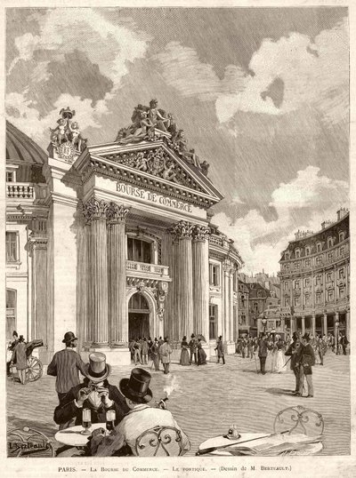 De Beurs in Parijs in 1889. Tekening door M. Berteault door Hippolyte Berteaux