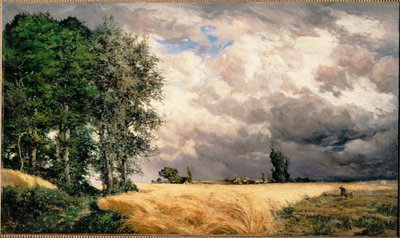 Naderend onweer (schilderij op canvas) door Hippolyte Boulenger