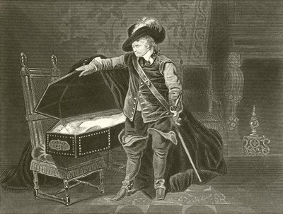 Cromwell bekijkt het dode lichaam van Karel I door Hippolyte Delaroche