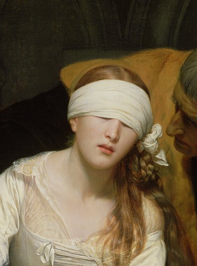 De Executie van Lady Jane Grey, 1833 (detail) door Hippolyte Delaroche