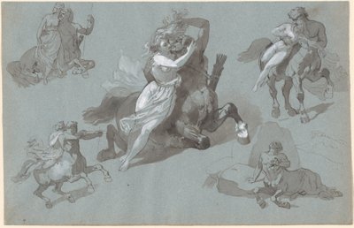 Nessus en Dejanira in vier poses, en de stervende Nessus door Hippolyte Lalaisse