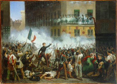 Slag in de Rue De Rohan ... (olieverf op doek) door Hippolyte Lecomte