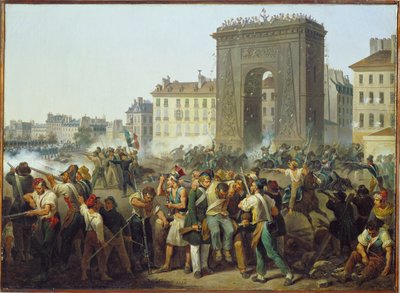 Gevechten bij de stadspoort van St. Denis 28 juli ... door Hippolyte Lecomte
