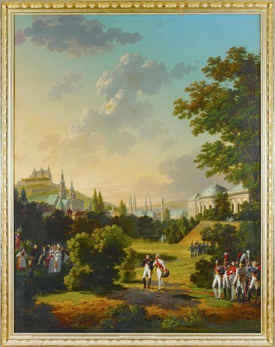 Ontmoeting tussen Napoleon I en Groothertog Ferdinand Joseph in Wuerzburg, Duitsland ... door Hippolyte Lecomte