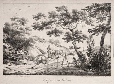 Het kanon klaar om te vuren, 1817 door Hippolyte Lecomte