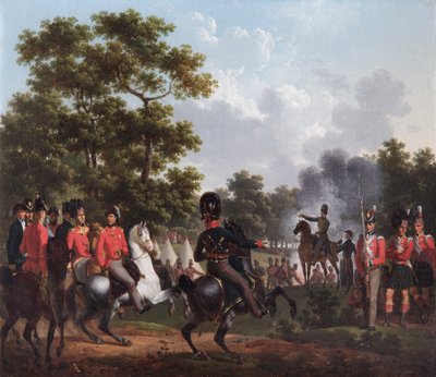 De hertog van Wellington bezoekt de buitenposten bij Soignies door Hippolyte Lecomte