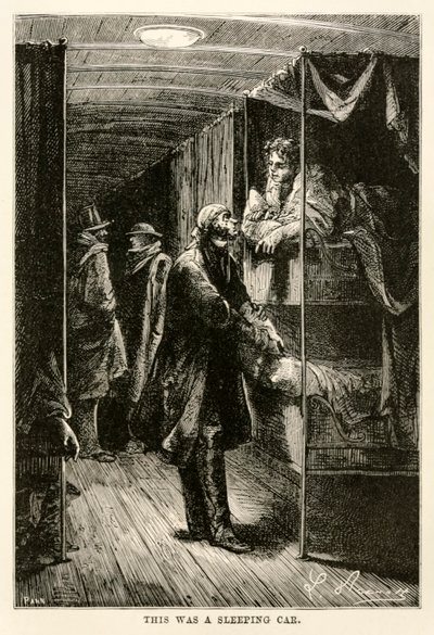 Dit was een slaapwagen, uit De Reis om de Wereld in Tachtig Dagen door Jules Verne (1828-1905) gegraveerd door Adolphe François Pannemaker (1822-1900), 1873 door Hippolyte Leon after Benett