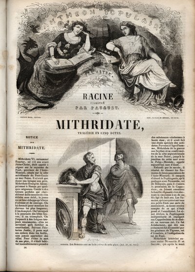 Mithridate tragedie in vijf bedrijven van Jean Racine - gravure in 