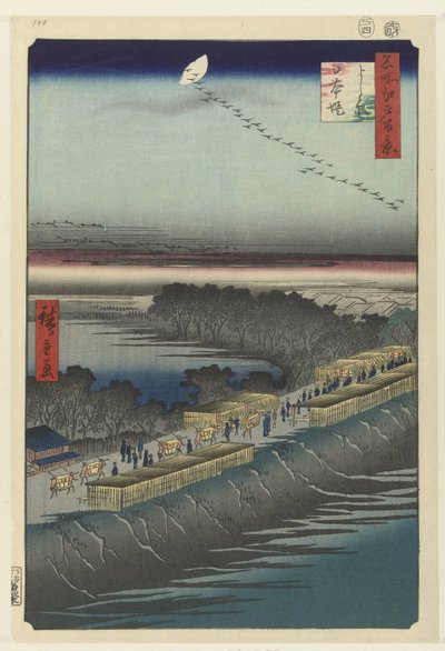 Gezicht op de Nihondijk bij het Yoshiwara door Hiroshige (I) , Utagawa