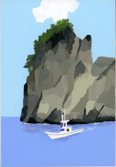 Vissersboot door Hiroyuki Izutsu