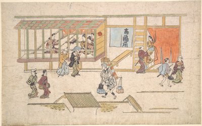 Scène in Yoshiwara door Hishikawa Moronobu