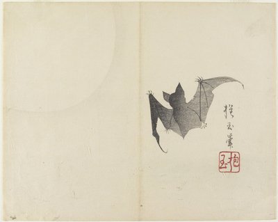 (Vleermuis en Maan), ca. 1830 door Hogyoku