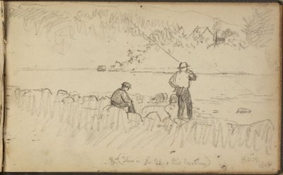 Twee mannen aan het vissen door Homer Dodge Martin