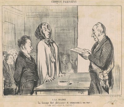 In het gemeentehuis... door Honoré Daumier