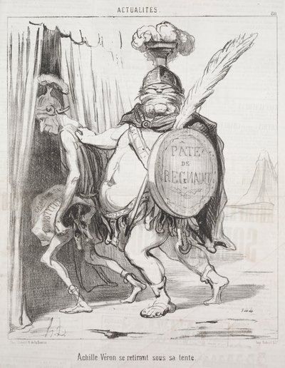 Actualiteiten: Achilles trekt zich terug in zijn tent, 1850 door Honoré Daumier
