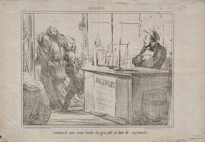 Actualiteiten nr. 252: Veroordeeld voor het verkopen van een hoop zand in plaats van vochtige bruine suiker, 1855 door Honoré Daumier