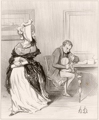 Vaarwel, mijn liefste, ik ga naar mijn uitgevers... door Honoré Daumier