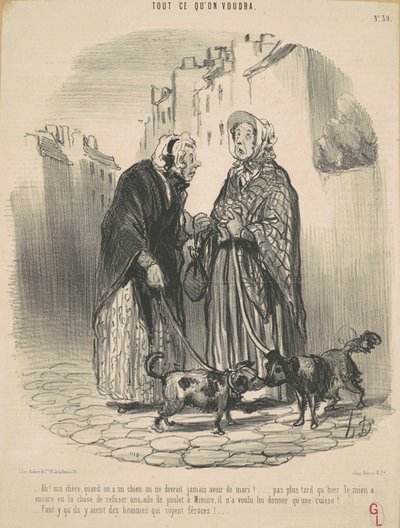 Ah! Mijn lieve, als je een hond hebt ... door Honoré Daumier