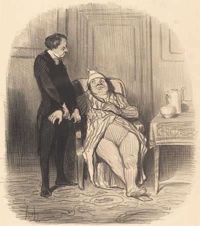 Ah! dokter... ik denk... dat ik tuberculose heb! door Honoré Daumier