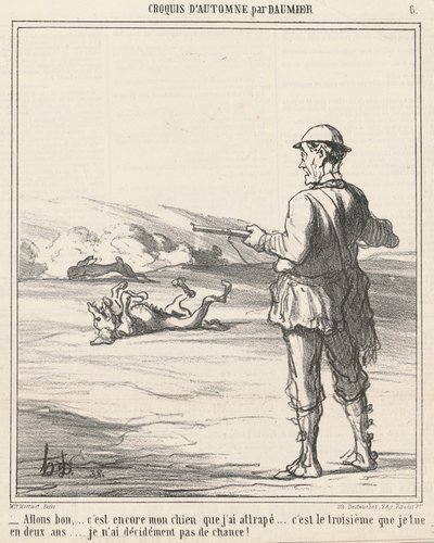 Allons bon ... het is weer mijn hond ... door Honoré Daumier
