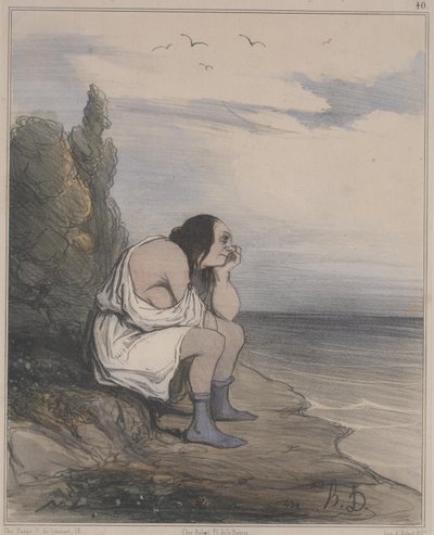 Oude Geschiedenis, nr. 40: De Wanhoop van Calypso (Histoire Ancienne, nr. 40: Le désespoir de Calypso) door Honoré Daumier