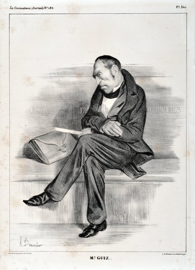 Kunstwerk door Honore Daumier (1808-1879). Charivari dateert uit 1833: Serie Celebrites de la caricature M. Guiz... MUSEUM VAN SCHONE KUNSTEN - PALEIS LONGCHAMP, MARSEILLE door Honoré Daumier