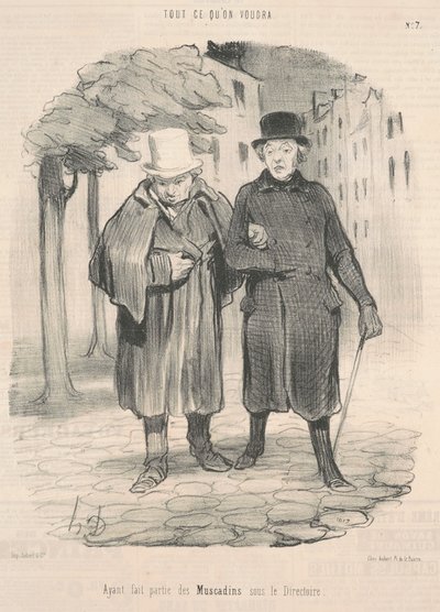 Deel uitgemaakt van de muscadins onder het directoire door Honoré Daumier