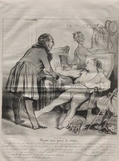 Caricaturana, plaat 72: Recept om Koliek te Genezen door Honoré Daumier