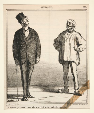 Comme ca se redresse vite une epine dorsale de candidat! door Honoré Daumier