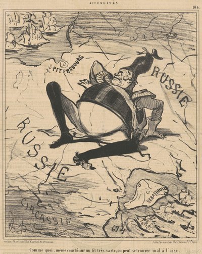 Zoals... op een zeer groot bed... door Honoré Daumier