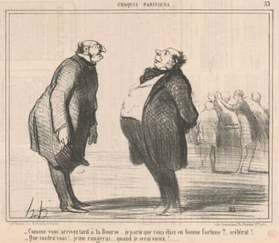 Zoals je laat aankomt op de beurs door Honoré Daumier