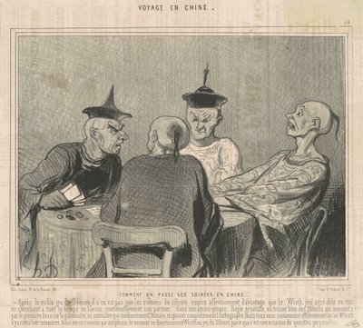 Hoe men zijn avonden doorbrengt in China door Honoré Daumier