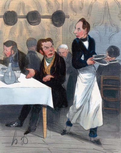 Klagende klant in restaurant door Honoré Daumier