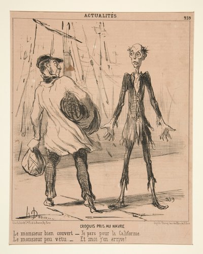 Croquis pris au Havre: Le monsieur bien couvert door Honoré Daumier