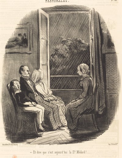 En te bedenken dat het vandaag Sint-Médard is! door Honoré Daumier