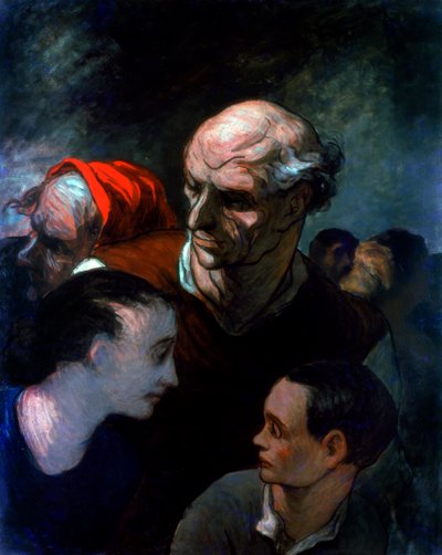 Familie in een barricade tijdens de Parijse Commune door Honoré Daumier