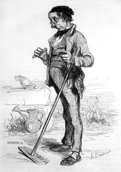 Tuinierende gepensioneerde door Honoré Daumier