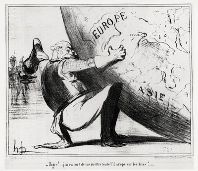 Duitsland: bigre!... ik had ongelijk om heel Europa op mijn handen te leggen. Illustratie door Honore Daumier, gepubliceerd in het nieuws, 