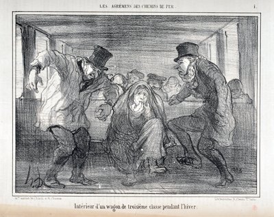 Illustratie voor de serie "Les Agrements des Chemin de fer" door Honoré Daumier