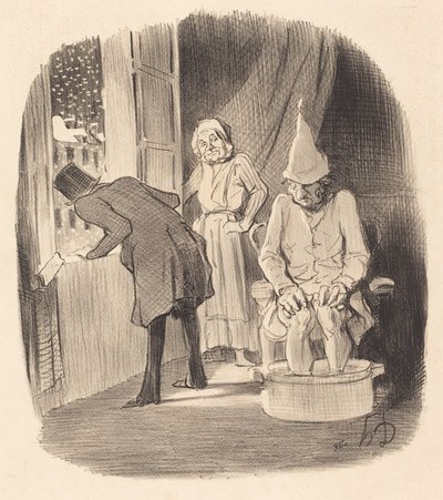Ongemak van het Plaatsen van zijn Woning... door Honoré Daumier
