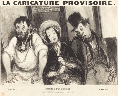 Interieur van een omnibus door Honoré Daumier