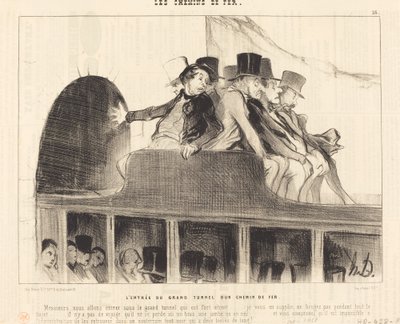 De ingang van de grote tunnel van een spoorweg door Honoré Daumier
