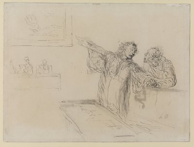 La Defense, c.1865 door Honoré Daumier