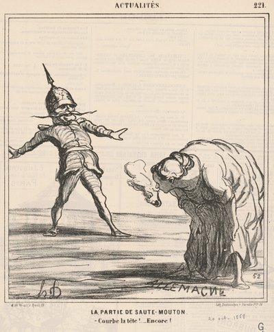 Het spel van haasje-over door Honoré Daumier